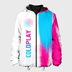 Куртка с капюшоном мужская Coldplay neon gradient style по-вертикали, цвет: 3D-черный