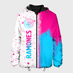 Куртка с капюшоном мужская Ramones neon gradient style по-вертикали, цвет: 3D-черный