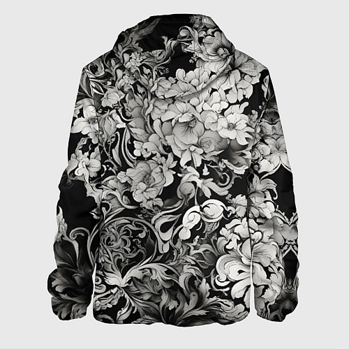 Мужская куртка Чёрно белый цветочны узор / 3D-Черный – фото 2