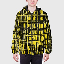 Куртка с капюшоном мужская Смазанная краска чёрная и жёлтая, цвет: 3D-черный — фото 2