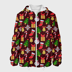 Куртка с капюшоном мужская Christmas sparkles, цвет: 3D-белый