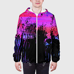 Куртка с капюшоном мужская Розово синий сочный гранж, цвет: 3D-белый — фото 2