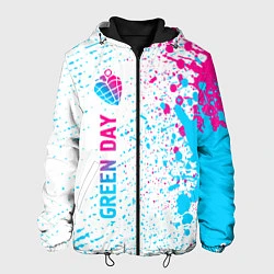 Куртка с капюшоном мужская Green Day neon gradient style по-вертикали, цвет: 3D-черный