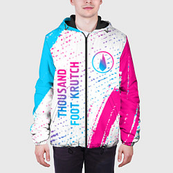 Куртка с капюшоном мужская Thousand Foot Krutch neon gradient style вертикаль, цвет: 3D-черный — фото 2