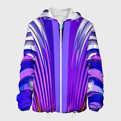 Куртка с капюшоном мужская Фиолетовые линии и полосы, цвет: 3D-белый