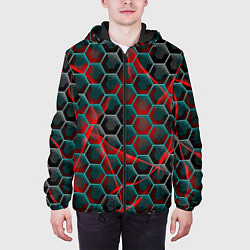 Куртка с капюшоном мужская Нано шестиугольник, цвет: 3D-черный — фото 2
