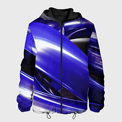 Куртка с капюшоном мужская Blue black abstract, цвет: 3D-черный