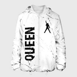 Куртка с капюшоном мужская Queen glitch на светлом фоне вертикально, цвет: 3D-белый