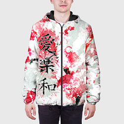Куртка с капюшоном мужская Японский стиль иероглифы, цвет: 3D-черный — фото 2