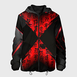 Куртка с капюшоном мужская Иероглифы и текстуры, цвет: 3D-черный