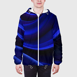 Куртка с капюшоном мужская Темная синяя абстракция, цвет: 3D-белый — фото 2