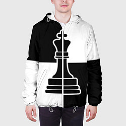 Куртка с капюшоном мужская Шахматы - ферзь, цвет: 3D-белый — фото 2