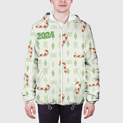 Куртка с капюшоном мужская Новогодняя сладость, цвет: 3D-белый — фото 2
