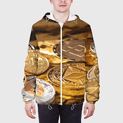 Куртка с капюшоном мужская Виртуальные монеты, цвет: 3D-белый — фото 2