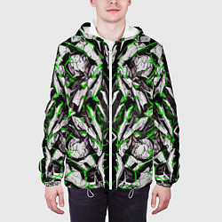 Куртка с капюшоном мужская Зелёная кибернетическая броня, цвет: 3D-белый — фото 2