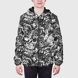 Куртка с капюшоном мужская Запчасти двигателя автомобиля, цвет: 3D-черный — фото 2
