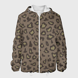 Куртка с капюшоном мужская Темный леопардовый узор, цвет: 3D-белый