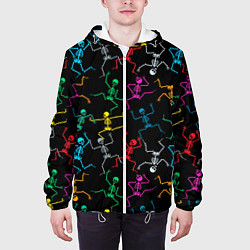 Куртка с капюшоном мужская Разноцветные танцующие скелетики, цвет: 3D-белый — фото 2