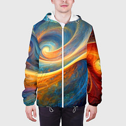 Куртка с капюшоном мужская Космические завихрения, цвет: 3D-белый — фото 2