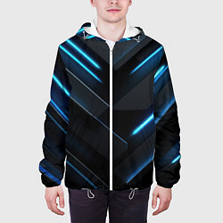 Куртка с капюшоном мужская Оттенки синего абстракт, цвет: 3D-белый — фото 2