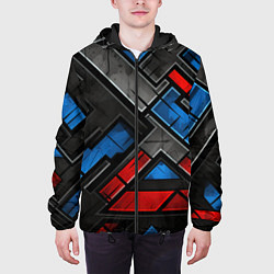 Куртка с капюшоном мужская Темная абстракция из геометрических фигур, цвет: 3D-черный — фото 2