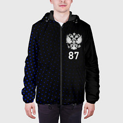 Куртка с капюшоном мужская Республика Коми - синие крапинки, цвет: 3D-черный — фото 2