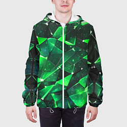 Куртка с капюшоном мужская Зелёное разбитое стекло, цвет: 3D-белый — фото 2