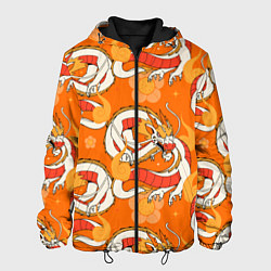 Куртка с капюшоном мужская Оранжевый дракон 2024, цвет: 3D-черный