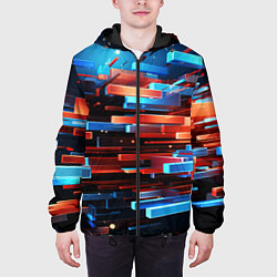 Куртка с капюшоном мужская Прямоугольная абстракция, цвет: 3D-черный — фото 2