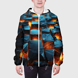 Куртка с капюшоном мужская Темные плитки в лаве, цвет: 3D-белый — фото 2