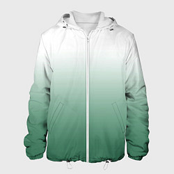 Куртка с капюшоном мужская Туманный градиент бело-зелёный, цвет: 3D-белый