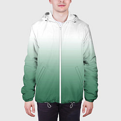 Куртка с капюшоном мужская Туманный градиент бело-зелёный, цвет: 3D-белый — фото 2