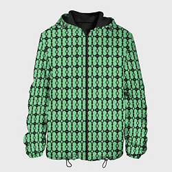 Куртка с капюшоном мужская Чёрные узоры на зелёном, цвет: 3D-черный