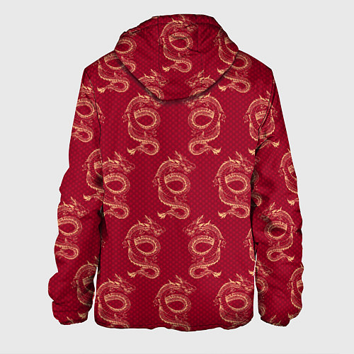 Мужская куртка Китайский дракон на красном фоне / 3D-Черный – фото 2