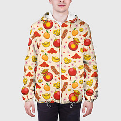 Куртка с капюшоном мужская Символы богатства в паттерне, цвет: 3D-белый — фото 2