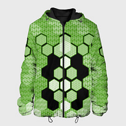 Мужская куртка Зелёная кибер броня hexagons
