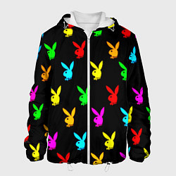 Куртка с капюшоном мужская Playboy pattern неон, цвет: 3D-белый