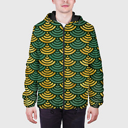 Куртка с капюшоном мужская Чешуя зелёного древесного дракона, цвет: 3D-черный — фото 2