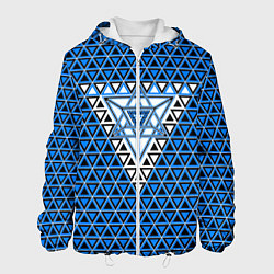 Куртка с капюшоном мужская Синие и чёрные треугольники, цвет: 3D-белый