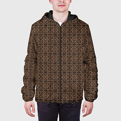 Куртка с капюшоном мужская Ажурный тёмно-коричневый, цвет: 3D-черный — фото 2