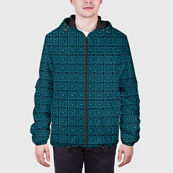 Куртка с капюшоном мужская Квадратный спирали синий, цвет: 3D-черный — фото 2