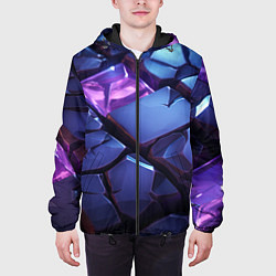 Куртка с капюшоном мужская Фиолетовые неоновые плиты, цвет: 3D-черный — фото 2