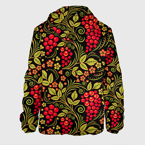 Мужская куртка Хохломская роспись красные ягоды / 3D-Черный – фото 2