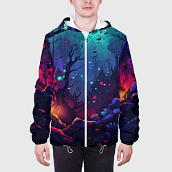 Куртка с капюшоном мужская Абстрактный камуфляж в кислотных абстрактных пятна, цвет: 3D-белый — фото 2