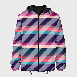 Куртка с капюшоном мужская Косая клетка: разные оттенки фиолетового, цвет: 3D-черный