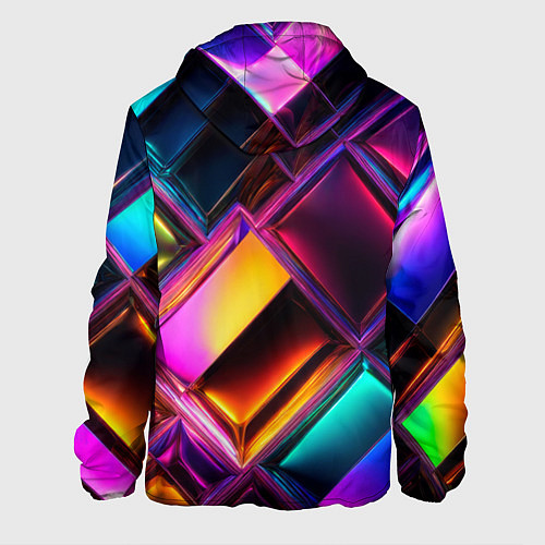 Мужская куртка Цветные стеклянные блоки - неоновый геометричный у / 3D-Черный – фото 2