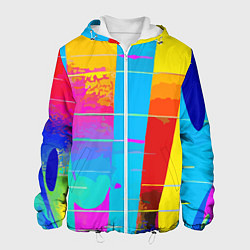 Куртка с капюшоном мужская Цветная абстракция - поп арт, цвет: 3D-белый