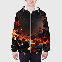Куртка с капюшоном мужская Взрыв плит и огонь, цвет: 3D-белый — фото 2