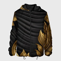 Куртка с капюшоном мужская Узоры золотые на черном фоне, цвет: 3D-черный