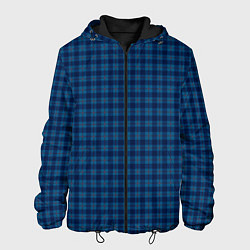 Куртка с капюшоном мужская Тёмно-синий клетчатый, цвет: 3D-черный